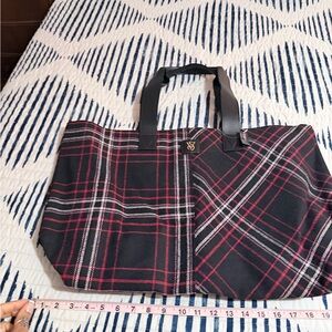 Victoria’s Secret Black and Red Plaid Tote Bag